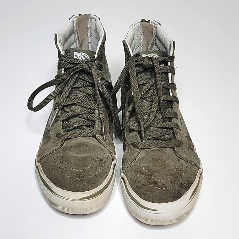 Olive Suede & Checkered High Top Vans